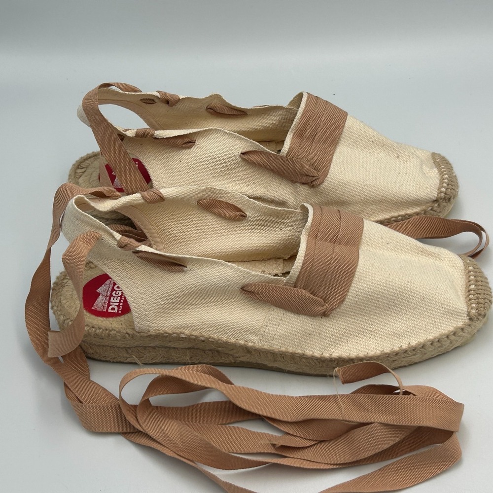 Diegos® Handmade Spanish Espadrilles Catalina White Wedge Lace up Shoes Size 38 - Picture 4 of 12